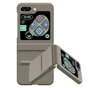 Imagem de GOUHGKH Capa para Samsung Galaxy Z Flip 5 com proteção de dobradiça, capa protetora de couro macio ao toque, antiarranhões, antiderrapante, à prova de choque, para Z Flip 5 2023, cinza Etoupe