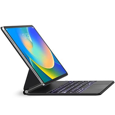 Imagem de Capa com teclado para iPad Air 13 (M3 2025/M2 2024) e iPad Pro 12,9” 6ª/5ª/4ª/3ª geração, capa de teclado magnético estilo mágico com trackpad multitoque, suporte com estrutura em balanço flutuante