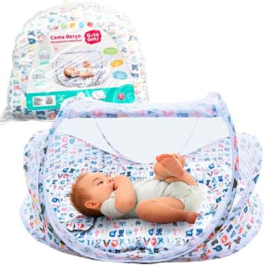 Imagem de Berço Portátil Com Mosquiteiro Tenda Dobrável Bebê Colchão Travesseiro DMB6994