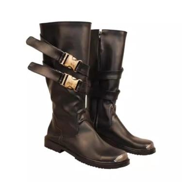 Imagem de COSGOGO Texas Cosplay Sapatos para Game Arknights Cos Botas longas pretas Halloween Mulheres Homens Custom Made Anime, Tamanho masculino, 34