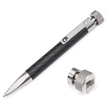 Imagem de Cool Hand Caneta retrátil para escritório de 12,7 cm com Fidget Spinner, caneta esferográfica EDC, barril de fibra de carbono, refil de tinta esferográfica, clipe usinado CNC