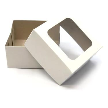 Imagem de 20 Caixas de Papel Cartão ou Kraft Com Visor 10x10x5cmPara Presentes, Cosméticos ou Artesanatos (Branca)
