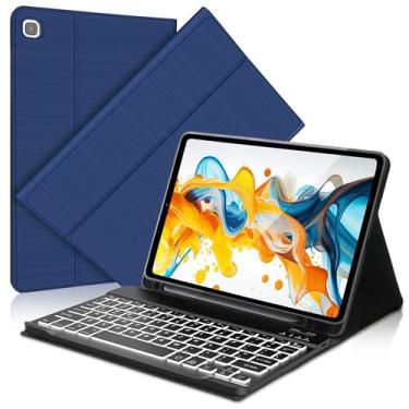 Imagem de Capa de teclado para Samsung Galaxy Tab S6 Lite de 10,4 polegadas | modelo 2024/2022/2020 (SM-P610/P613/P615/P619) | Capa protetora de TPU macio com suporte de caneta S teclado destacável com