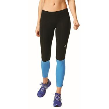 Imagem de Adidas Meia-calça comprida feminina com resposta de corrida, Black/Ray Blue, Small