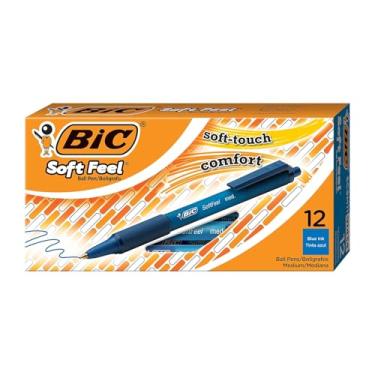 Imagem de BIC Canetas esferográficas retráteis de toque macio, ponta média, tinta azul, dúzias (SCSM11BLU)