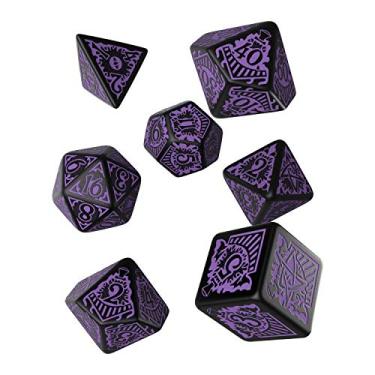 Imagem de Q WORKSHOP Call Of Cthulhu Horror on the Orient Express RPG Ornamented Dice Set 7 Polyhedral Pieces Purple