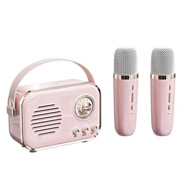 Imagem de Mini alto-falante retrô portátil sem fio Bluetooth alto-falante microfone karaokê ao ar livre tudo em um mini subwoofer HIFI pequeno alto-falante presente ornamento type3