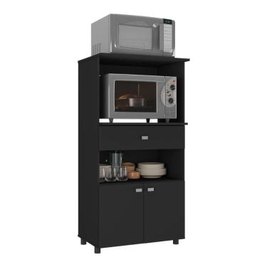 Imagem de Balcão Multimóveis Multiuso Forno E Microondas Branco Ref. 4060g 2 Portas E 1 Gaveta - Preto Preto
