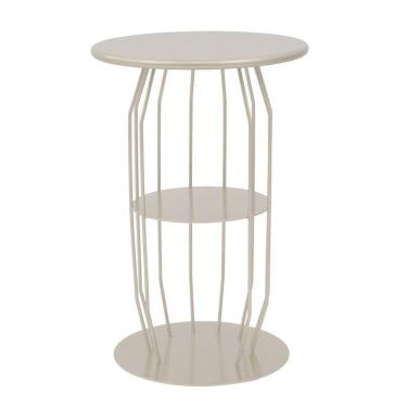 Imagem de Mesa Lateral Silueta Baixa Redonda Luxo Minimalista Champanhe