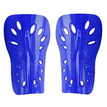 Imagem de Almencla Caneleiras de Futebol Respirável Infantil Caneleiras de Futebol Juvenil Placa Protetora de Pernas - Azul