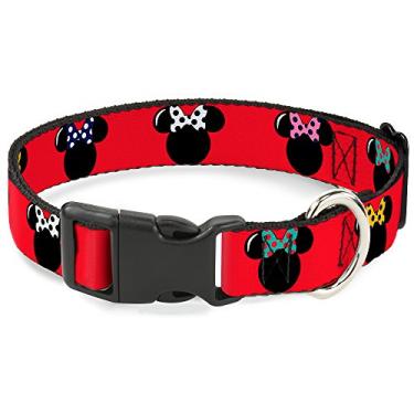 Imagem de Buckle-Down Colar com clipe de plástico Minnie Mouse Silhouette vermelho/preto/bolinha, pequeno/22,8 a 38,1 cm