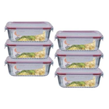 Imagem de 6 Potes Hermetico Vidro Borosilicato Canelado 640ml Marmita - Belo Vid