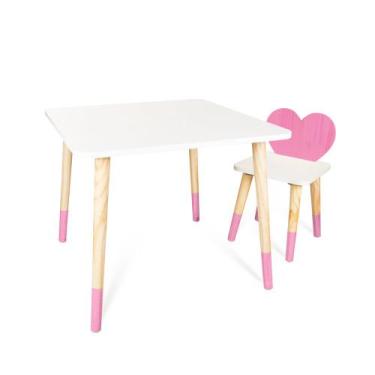 Imagem de Kit Mesa e Cadeira Infantil Coração - Eita! Casa Perfeita, Rosa