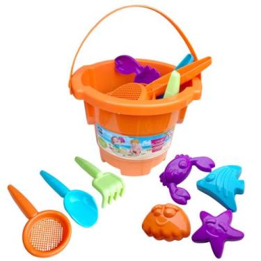 Imagem de Balde De Praia Infantil Com Castelo De Areia Kit C/ 8 Peças - Roma Bri