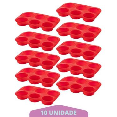 Imagem de Kit 10 Assadeira Silicone Cupcake Retangular Sortida Bolinho - QUALITY