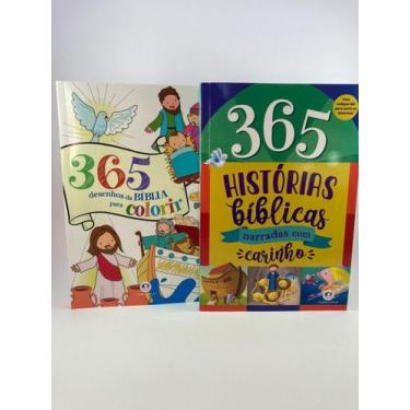 Imagem de Kit 2 Livros Bíblicos,365 Desenhos Para Colorir E 365 Histórias bíblic