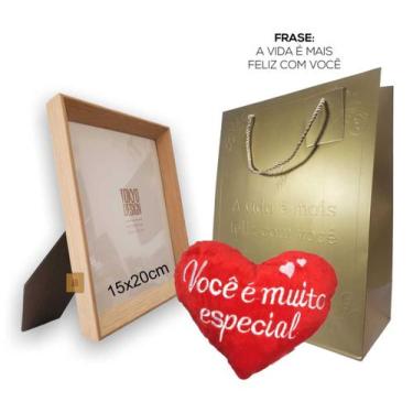 Imagem de Kit Porta Retrato Mdf Almofada Coração Sacola Dia dos Pais - MultiA, D