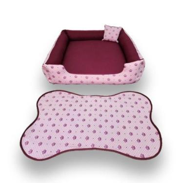 Imagem de cama de cachorro grande cama pet cama retangular 70x80cm vinho+tapetin