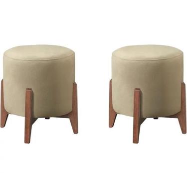 Imagem de Kit 2 Puff Puf Sala Lhor Veludo Bege RM - Móveis Romer, Bege