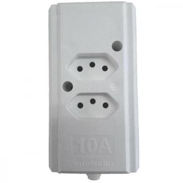 Imagem de Tomada Barra Interneed   Dupla 10A 2 Polos +Terra Branca  68884, Branc