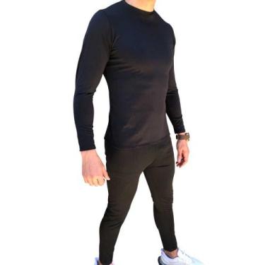 Imagem de Camiseta Térmica Preta Segunda Pele + Calça Térmica Preta Segunda Pele