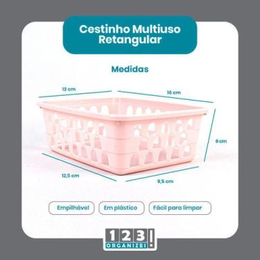 Imagem de Cesto Multiuso Organizador Pequeno Rosa 16x12x6Cm - 123 Organizei