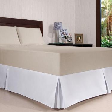 Imagem de Saia para Cama Box Colchão King Kacyumara com Pregas Branca