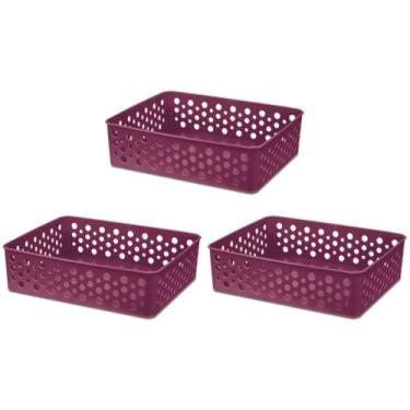 Imagem de Kit 3 Cesto Organizador Rattan Multiuso Armário Gaveta Lavanderia M (2