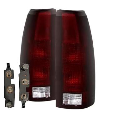 Imagem de TULALUX Lâmpadas traseiras para Chevy/GMC C10 C/K 1500 2500 3500 Silverado Yukon Suburban Tahoe 1999-2000 CADILLAC ESCALADE 1992-1994 CHEVROLET BLAZER (vermelho escuro com placa de circuito)