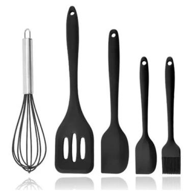 Imagem de Utensílios De Cozinha Silicone com Fue  Kit c/ 5 - MIX DE PRODUTOS, Pr