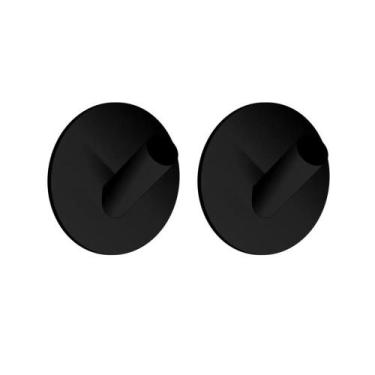 Imagem de 02 Gancho Cabide de Parede Autoadesivo Redondo Inox Preto - COMFORTDOO