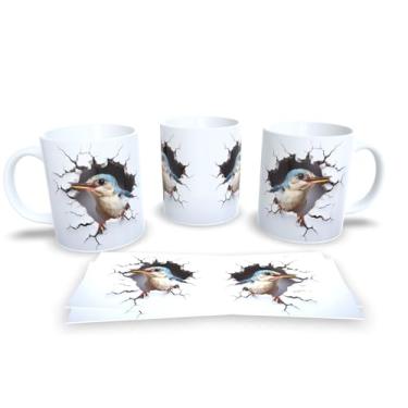 Imagem de Caneca Branca de Porcelana Personalizadas Arte Espelhadas em 3D Animais (Passaro 12)