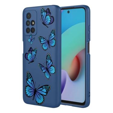 Imagem de HTXWXJC Capa de telefone para Redmi 10, capa para Redmi 10 Prime, capa para Redmi 10 2022, à prova de choque, flexível, amortecedor, TPU, capa macia com padrão de borboleta, capa para celular Xiaomi