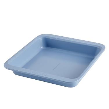 Imagem de Farberware Easy Solutions Assadeira quadrada antiaderente para bolo/biscoito, 22 cm com marcas de porção – Azul