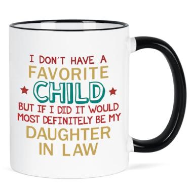 Imagem de YHRJWN Presente de sogra, caneca My Daughter in Law Is My Favorite Child, Presentes de sogra, presente de sogro, caneca "I Don't Have a Favorite Child Mug", presentes de Natal para o dia das mães para