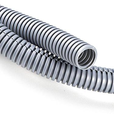 Imagem de ZhiYo 20FT 1/10.2 cm tubo dividido tubo auto fio conduíte capa flexível | Resistente ao calor de alta temperatura -40F a 257F | Capa de plástico para fios e cabos elétricos, cinza
