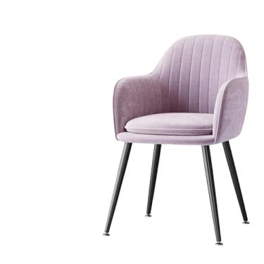 Imagem de XINCHANG Poltrona cadeiras de lazer para sala de estar, cadeira estofada de leitura com detalhes de maquiagem, cadeiras de escritório com pernas de metal (roxo [pernas pretas, sem travesseiro])