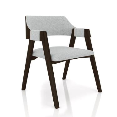 Imagem de Cadeira Sala De Jantar E Jogos Carteados Madeira Maciça Poker Linho Cinza-capuccino G42 - Gran Belo