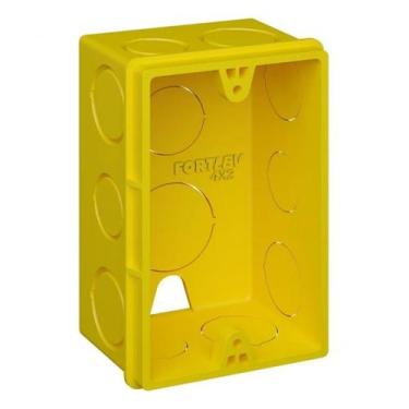 Imagem de Caixa de Luz Embutir 4x2 Amarela PVC Reforcada - FORTLEV