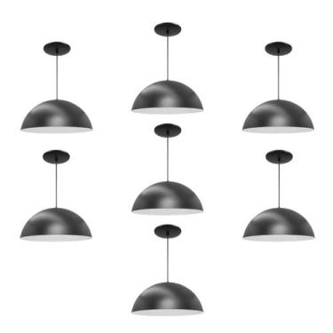 Imagem de Kit 7 Luminária Pendente Meia Lua 40cm Interior Branco Brilho Fiação 1