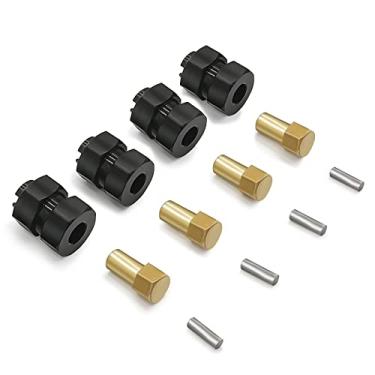 Imagem de JGGZONE 4Pcs Aluminum Extended 7mm Hex Wheel Hubs Extension Adaptor Combiner Coupler+4MM Extenders for Axial SCX24 Upgrade 1/24 RC Crawler Scx24 Upgrades Parts (Black)