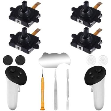 Imagem de Ikpek Kit de substituição de joystick para controle Meta Quest 3 (12 em um), kit de reparo para controle Oculus Quest 3, inclui 4 joysticks, 4 manípulos, chave de fenda T5, pinça, ferramenta