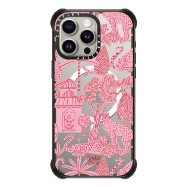 Imagem de CASETiFY Capa Ultra Impact para iPhone 15 Pro Max [Forte Fina/3,5 m 5X Proteção contra quedas de grau Militray/Compatível com Magsafe] - Cheetah Paradise Pink - Preto Transparente