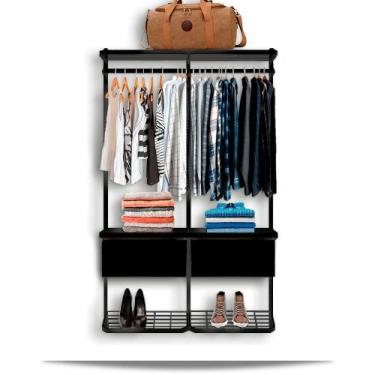 Imagem de Guarda Roupa Closet Aramado Modulado Gaveta MDF 1,30m PT - Casa Expres