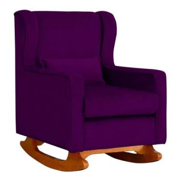 Imagem de Poltrona Decorativa Aurora Balanço Vovo Veludo Roxo - FM - Fina Mobíli