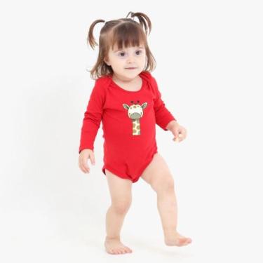 Imagem de Body Infantil Girafa Manga Comprida Algodão P ao GG - Bliss, Vermelho,