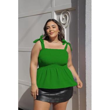 Imagem de Blusa Feminina Bata Soltinha Plus Size Alcinha Regata Elástico Ajustav