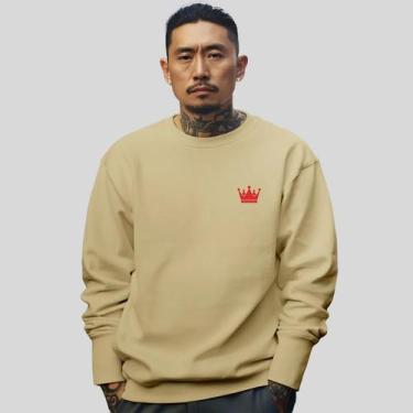 Imagem de Blusa De Frio Moletom Masculino Sem Capuz Careca Flanelado Algodão Cor