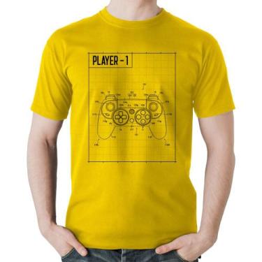 Imagem de Camiseta Algodão Player 1 Controle Joystick - Foca na Moda, Amarelo, G