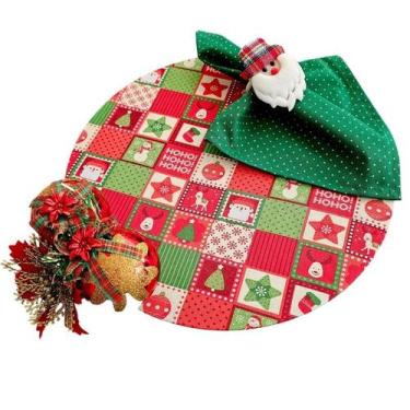 Imagem de Kit Natal: 4 Capas + Bases MDF + Guardanapos + Anéis Decorativos - Cri